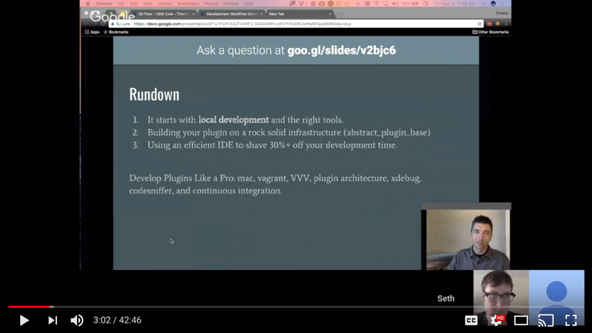 Seth Carstens presentation on youtube live regarding WordPress plugin development.